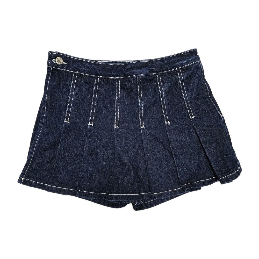 John‎ Galt Skort Women Small Blue Dark Wash Pleated Denim Dark Academia Boho Y2K